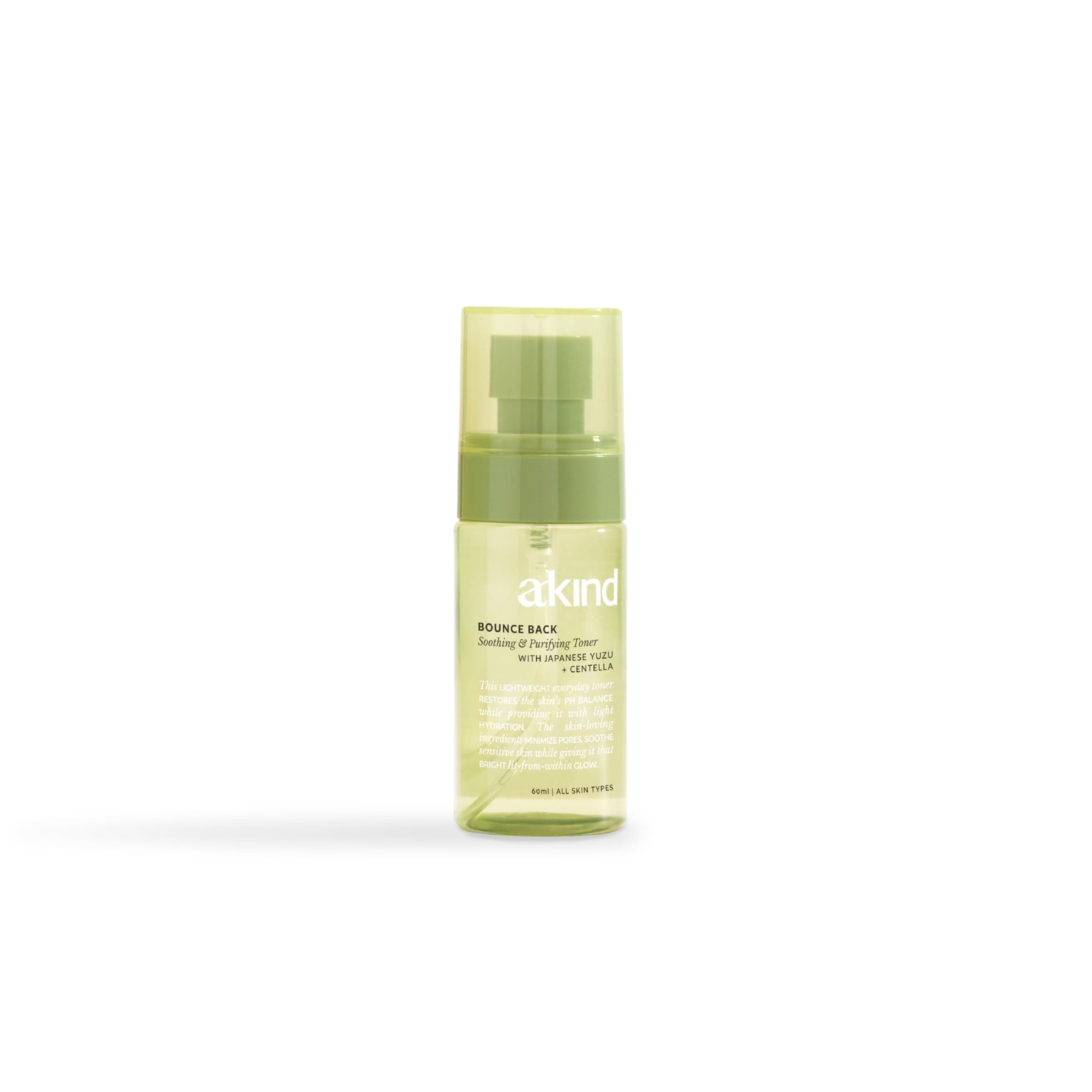 Akind Bounce Back Soothing and Purifying Toner Mini (60 ml)| Daily Hydrating & Skin pH Balancing Toner | For All Skin Types | Skin Barrier Balance range | Japanese Yuzu, Centella, Bamboo Water
