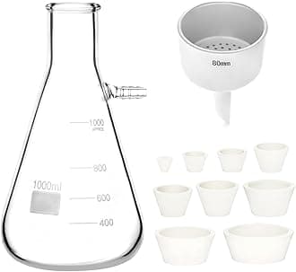 Qwork Buchner 1000Ml Funnel Kit Filter Flask Set, 1L Vacuum 80Mm Funnel, Borosilicate Glass Heavy Wall Filtering