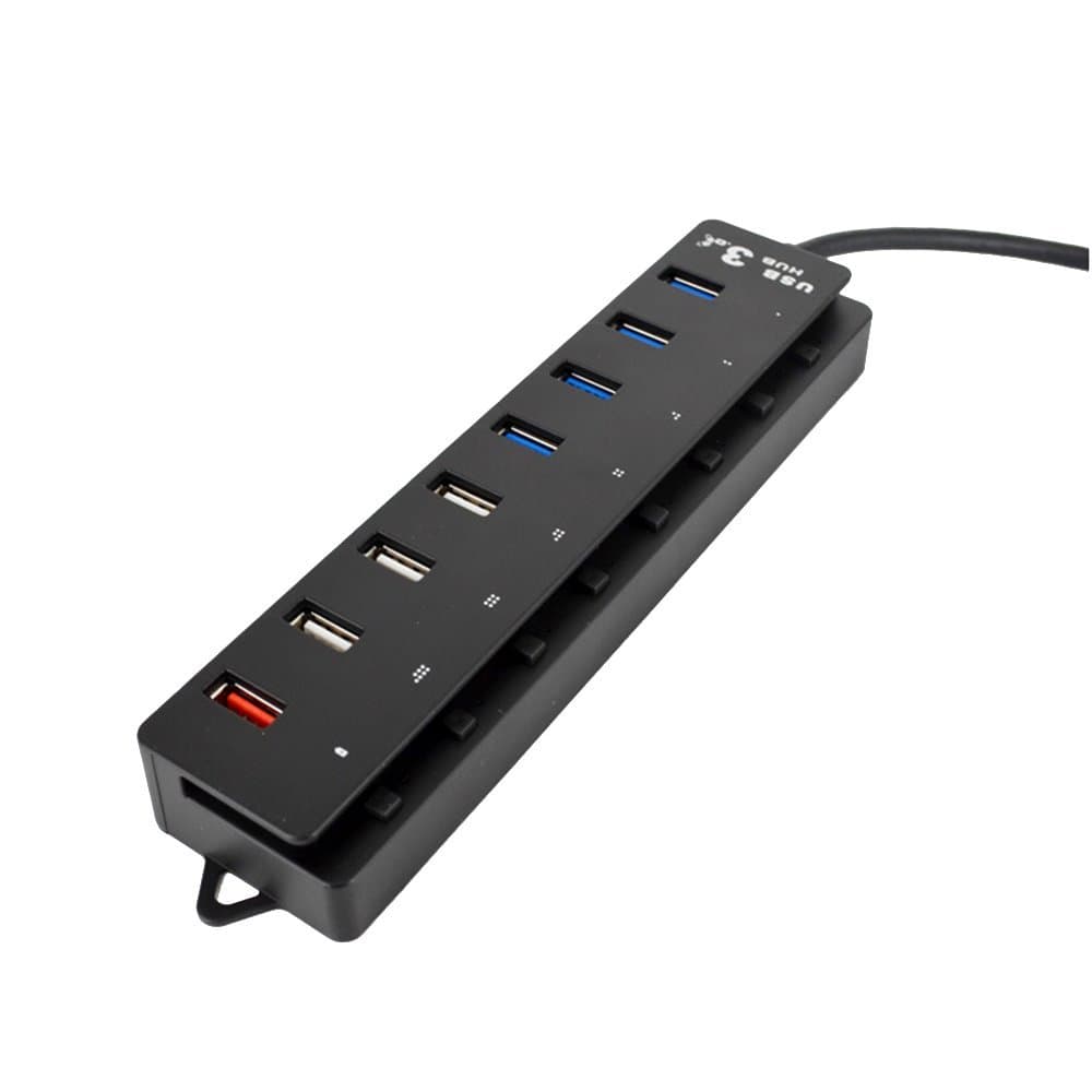 FranLyon 8-Port USB hub 3.0 +2.0 USB hub +1 Charger Port for Computer Each Interface with an Independent Switch (Black)