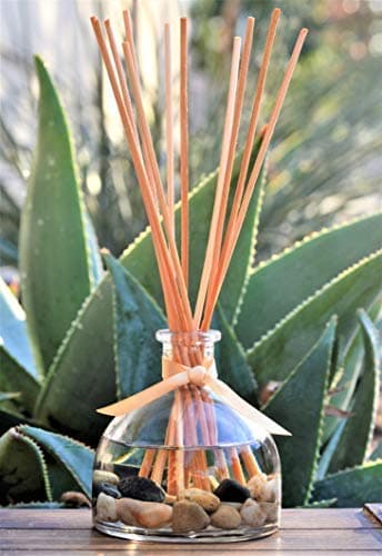 Manu Home - Elegant Aloe & Redwood Reed Diffuser with Beautiful Earthy Stones ~ Helps Relax~ Made in USA