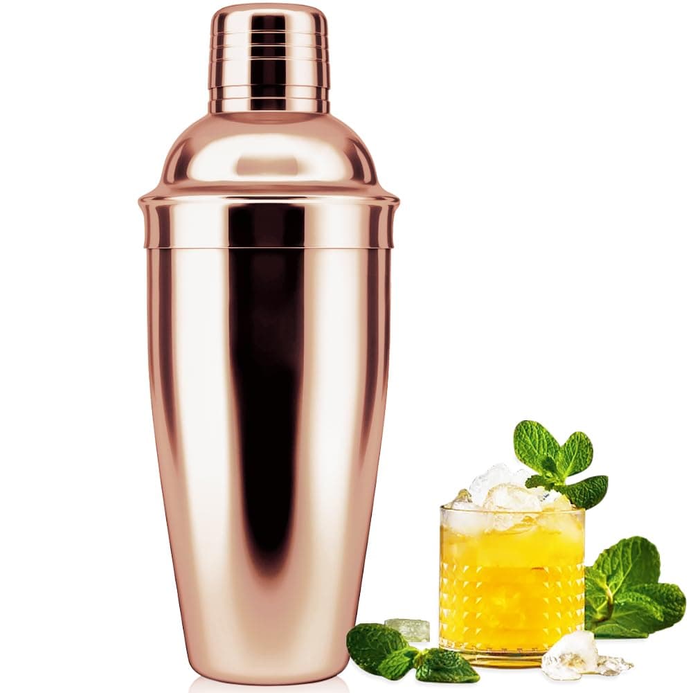 Cocktail Shaker,25 oz Drink Mixer with Built-in Strainer for Mixing Drinks Margaritas,Beginner Friendly Stainless Steel Mixer Bar Utensil Tool(rose)