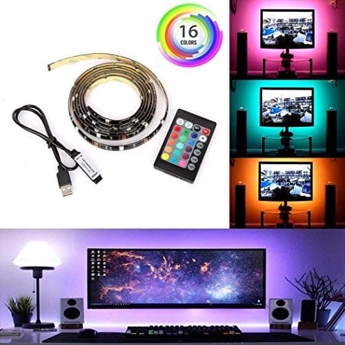 MAMOIU 2M LED Rope Lights, Computer Television Background Lights with 24 Keys Remote Controller