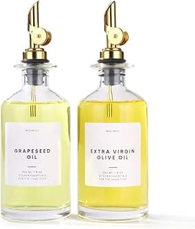 Premium Olive Oil Dispenser Bottles for Kitchen with Pourer - Oil and Vinegar Dispenser Set, Glass Dispenser for Kitchen, Dispenser Bottle of 350ml - Set of 2