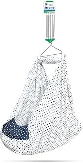 zivara Navy New Automated Newborn Cradle | Automated Thottil, Joli, Uyyala, and Jhula | Equipped with Automatic Spring, Detachable Cradle, Triangular Hanger, and Mosquito Net� (Light Navy)