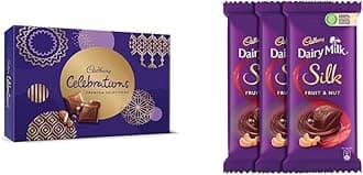 Cadbury Celebrations Premium Assorted Chocolate Gift Pack, 286.3g and Cadbury Dairy Milk Silk, Fruit and Nut, 137g (Pack of 3)