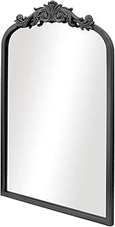 AIXI HOME Black Arched Mirror 15"x23", Traditional Arendahl Vintage Antique Mirror with Ornate Metal Frame, Baroque Wall Mounted Mirrors for Entryway/Bathroom/Living Room/Hallway/Bedroom