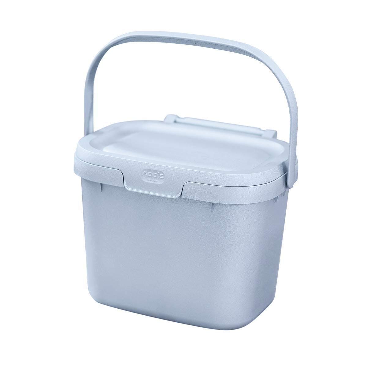 Addis 518384 Eco 100% Plastic Everyday Kitchen Food Waste Compost Caddy Bin, 4.5 Litre, Recycled Light Grey