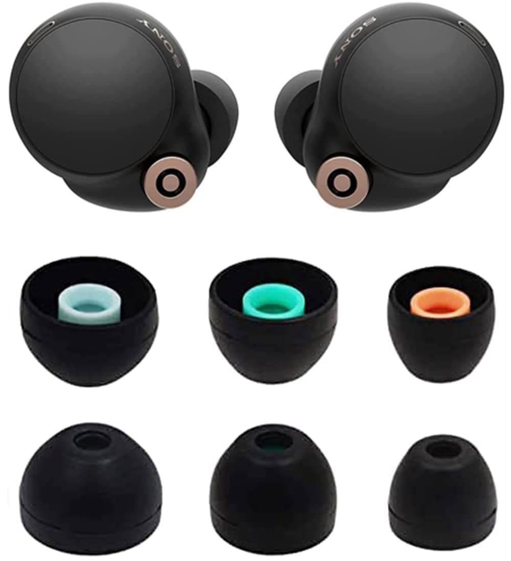 Eartips Compatible with Sony WF-1000XM4 WF-1000XM5 Earbuds, S/M/L 3 Pairs Soft Silicone Ear Tips Earbuds Tips, Compatible with Sony WF-1000XM5 WF-1000XM4 Silicon Tips XM4 3 Pairs, SML, Black