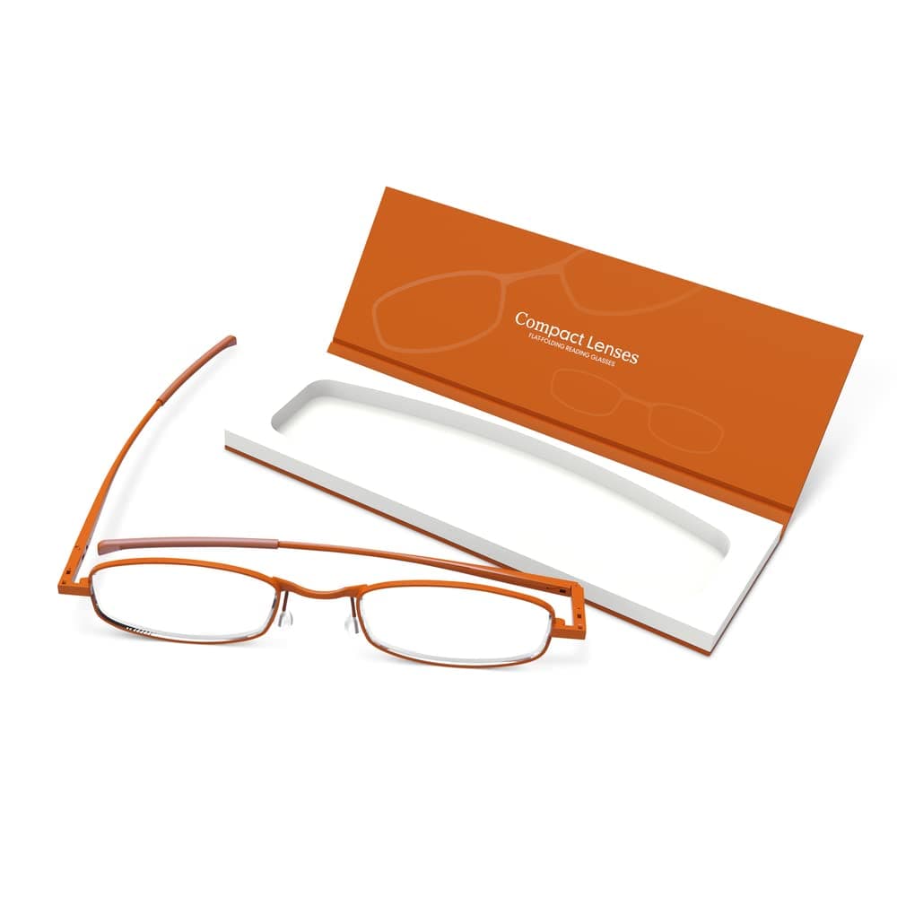 IF Compact Lenses Readers Slim Flat-Folding Unisex Reading Glasses - Cinnamon, 1.5"""
