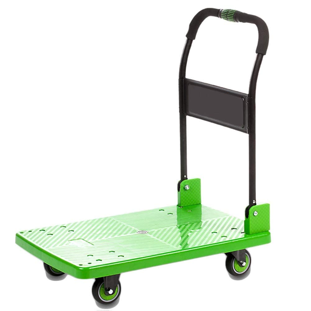 Platform Cart Foldable Multifunctional Trolley 360-degree Swivel Wheels Sack Truck Green 2 Size - 150kg OR 300kg (Size : 150kg)