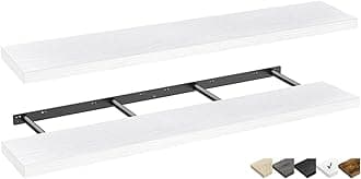 QEEIG Floating Shelves for Wall 55.1" Extra Long - Wall Mounted Shelf Bathroom Kitchen Living Room Bedroom Farmhouse Home Decor Display Bookshelf Large 55.1 x 9.3 inch Set of 2, White (008-140W)