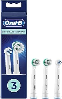 Oral-B Ortho Care Essentials Electric Toothbrush Head, 1 Interspace Brush and 2 Ortho Brush Heads for Teeth with Braces, Pack of 3, White