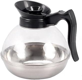Coffee Jug,Stainless Steel Bottom Hot Plate Base Tea Pot Restaurant Glass Filter Coffee Heated Decanter