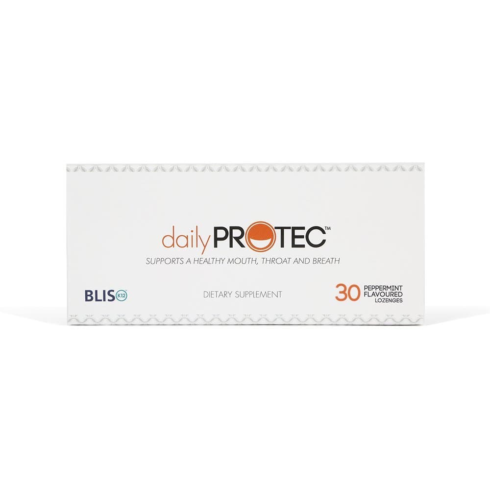 DailyPROTEC from PROTEC Probiotics: 100% natural live cultures for the support of a healthy Mouth, Throat and Breath. Containing 2.5 billion cfu of BLIS K12 per lozenge in sealed blister packs - 30 Lozenges