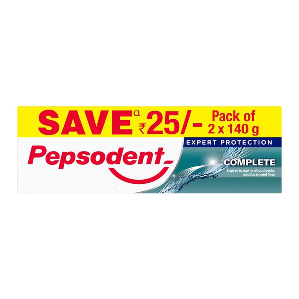 Pepsodent Expert Protection Complete, 3 in 1 Toothpaste with Benefits of Mouthwash, Floss & Toothpaste with Zinc, Twin Pack, 280 g (140g x 2)