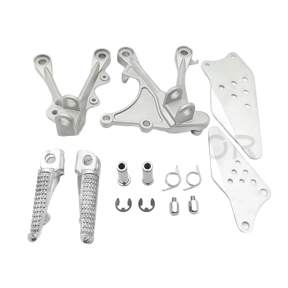 HTTMT MT390-006- Silver Front Rider Foot Pegs Bracket Fit Compatible with Kawasaki Zx6R 2005 2006 2007 2008