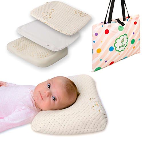 Baby Pillow For Sleeping - Great Head And Neck Support for Your Child, Prevent Flat Head, Hypoallergenic ,Infant Use & Washable Organic Cotton Pillowcase Shield Mesh & Storage Bag As Gift.
