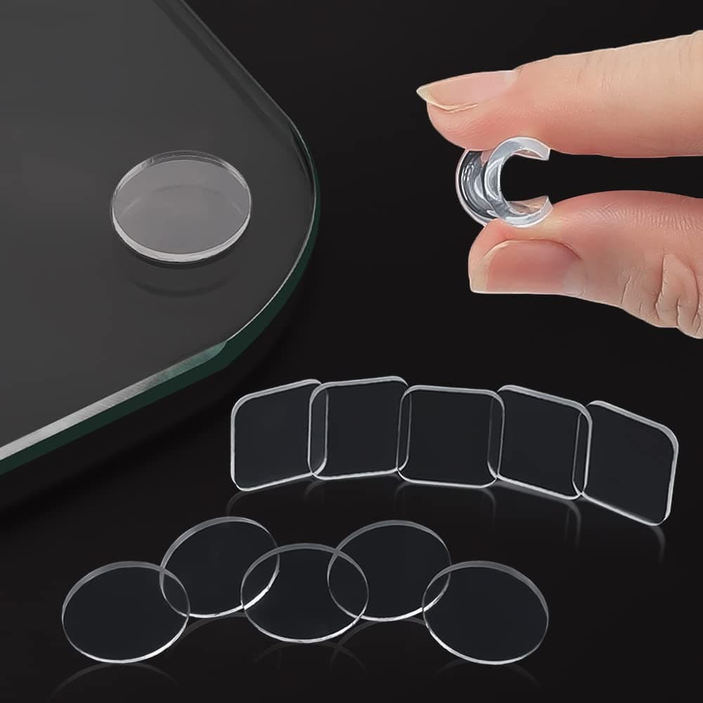 Extremely Soft Glass Table Top Bumper Combo (20 PCS Non-Adhesive & 30 PCS Self-Adhesive), Anti Slide and Scratch for Glass Table, Clear Rubber Pads for Glass Table Top Spacer (Round & Square, 50 PCS)