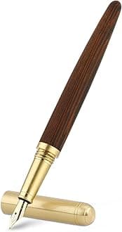 cobee Wooden Fountain Pens, Handcrafted Vintage Luxury Pen, 0.5mm Fine Point Business Pen, Smooth Writing for Journaling & Calligraphy, Brown