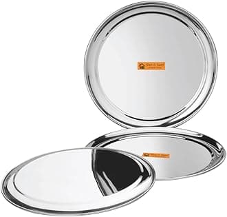 Stainless Steel High Grade Shagun Dinner Plates (3 Pieces)
