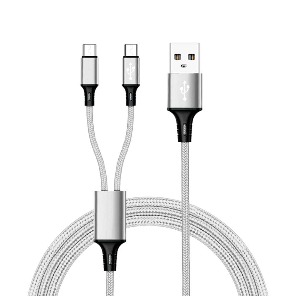 IFLASH Dual Port Type C Splitter Charging Cable - Power up to Two USB C Devices At Once from a Single USB A Port - Compatible with iPhone 17 16 15 Samsung Galaxy S25 S24 S23 Series (White)
