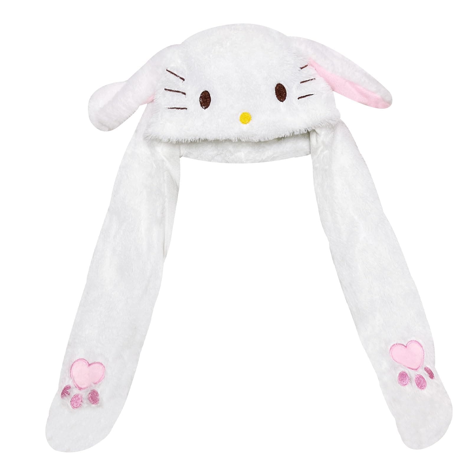 Kawaii Ear Moving Jumping Hat Cute Cartoon Fluffy Cap Soft Warm Headwear Anime Plush Hats for Women Girls