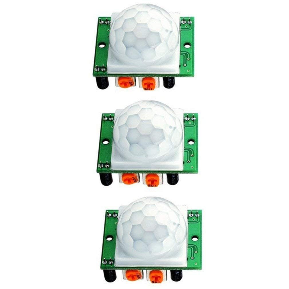 UIOTEC HC-SR501 Adjust IR Pyroelectric PIR Human Motion Sensor Detector Modules - 3 Pieces