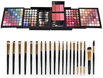 Full 177 Color Makeup Set Combination Palette 98 Matte Shimmer Eyeshadow,21 Eye shadow Gel, 35 Lipgloss, 14 Concealer,3 Blusher,6 Eyebrow Shader,1 Mirror With 20Pcs Brushes Cosmetic Kit