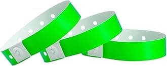 100 WristCo Neon Green Plastic Wristbands for Events – Extended Wear, Secure Snap Prevents Reuse – Premium-Grade Bracelets
