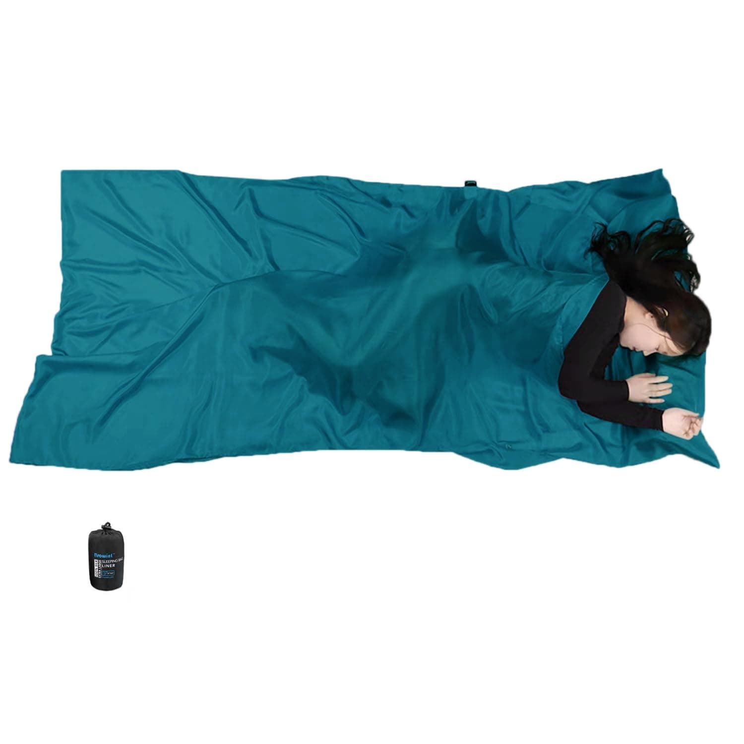 BROWINT Silk Sleeping Bag Liner, Silk Sleep Sack, Extra Wide 220x110cm, Lightweight Travel Sheet for Hotels, Sleeper with Reinforced Gussets