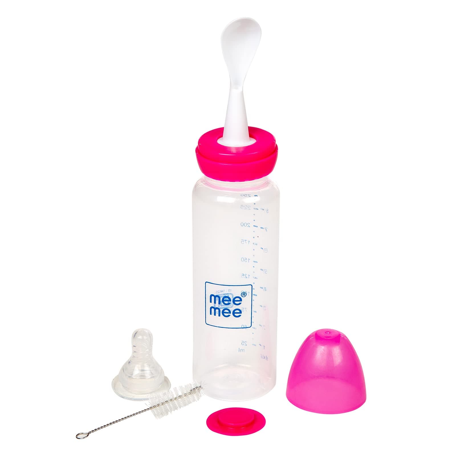 Mee Mee Premium Baby Feeding Bottle (250 ml, Spoon Light Pink) (MM-FP 6A_Pink)