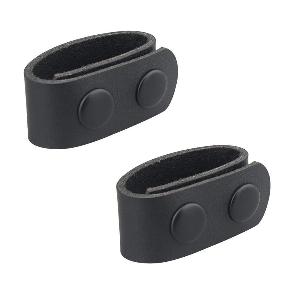 Duty Belt Keeper Leather Tactical Belt Keeper Loop Belt Buckle for 2–2 1/4 Inch with Double Snap, (2Pack, Black)