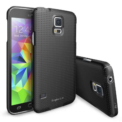 Galaxy S5 Case, Ringke SLIM Case [Free HD Film][DOT-BLACK] Full Top and Bottom Coverage Premium Dual Coated Hard Case for Samsung Galaxy S5 - Eco Package