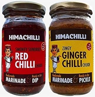 HIMACHILLI Traditional - Red Chilli Chukh and Ginger Chilli Chukh - Pack of 2, (Each Bottle 200gm)