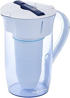 10-Cup Ready-Pour Round 5-Stage Water Filter Pitcher with 5-Stage 0 TDS Water Filter – IAPMO Certified to Reduce Lead, Chromium, and PFOA/PFOS