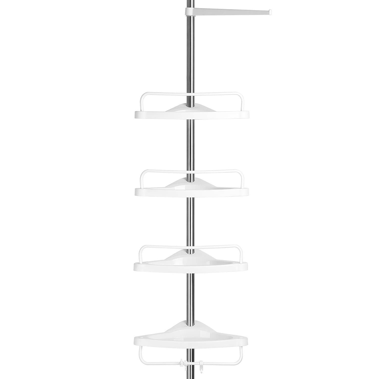 Homitex Bathroom Corner Shelf Triangular Bathroom 4-Tier Tension Corner Caddy White