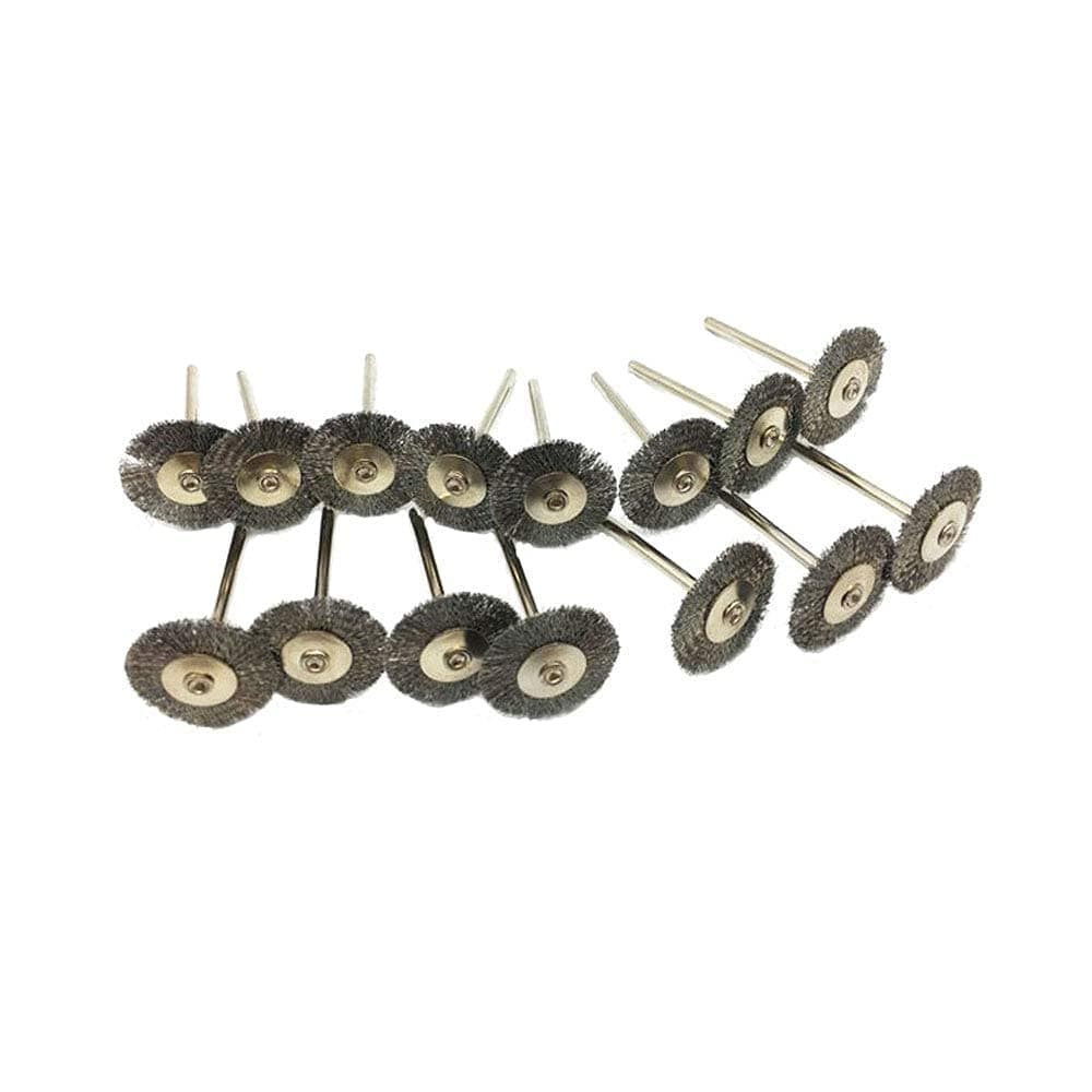 15 Pcs T Shape Stainless Steel Wire Brushes Wheel 1/8'' Mandrel Rust Removed Polishing Wheel for Dremel Rotary Tool