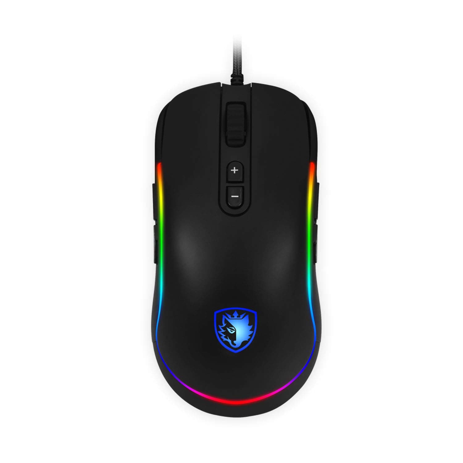 SADES Revolver Gaming Mouse Wired: 10,000 DPI Optical Sensor - Chroma RGB Lighting - 9 Programmable Buttons - Ambidextrous Design, Comfortable Grip Ergonomic PC Computer Gaming Mice
