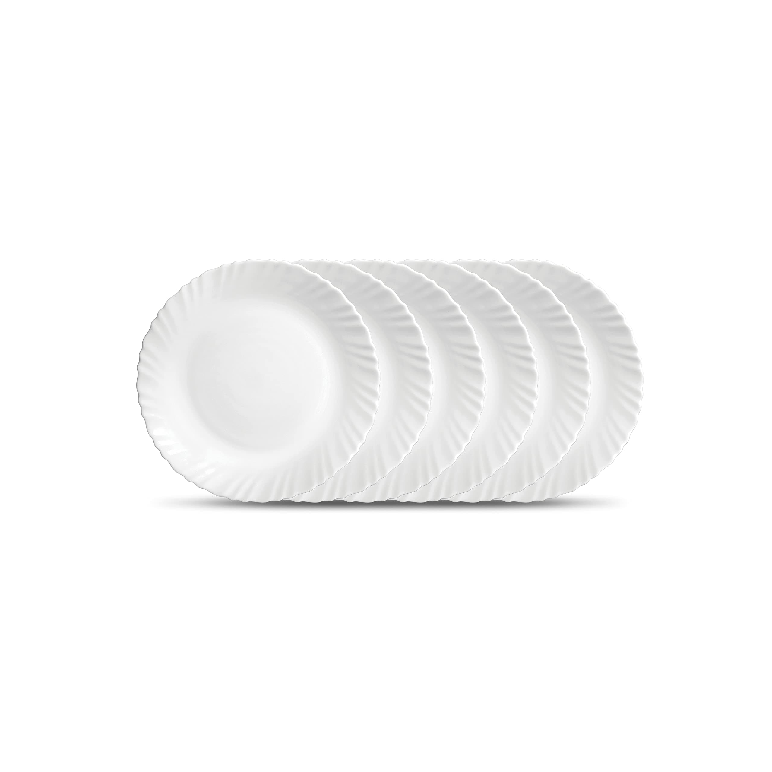 LaOpala Diva, Classique Collection, Opal Glass Quarter Plate Set 6 pcs, Plain White