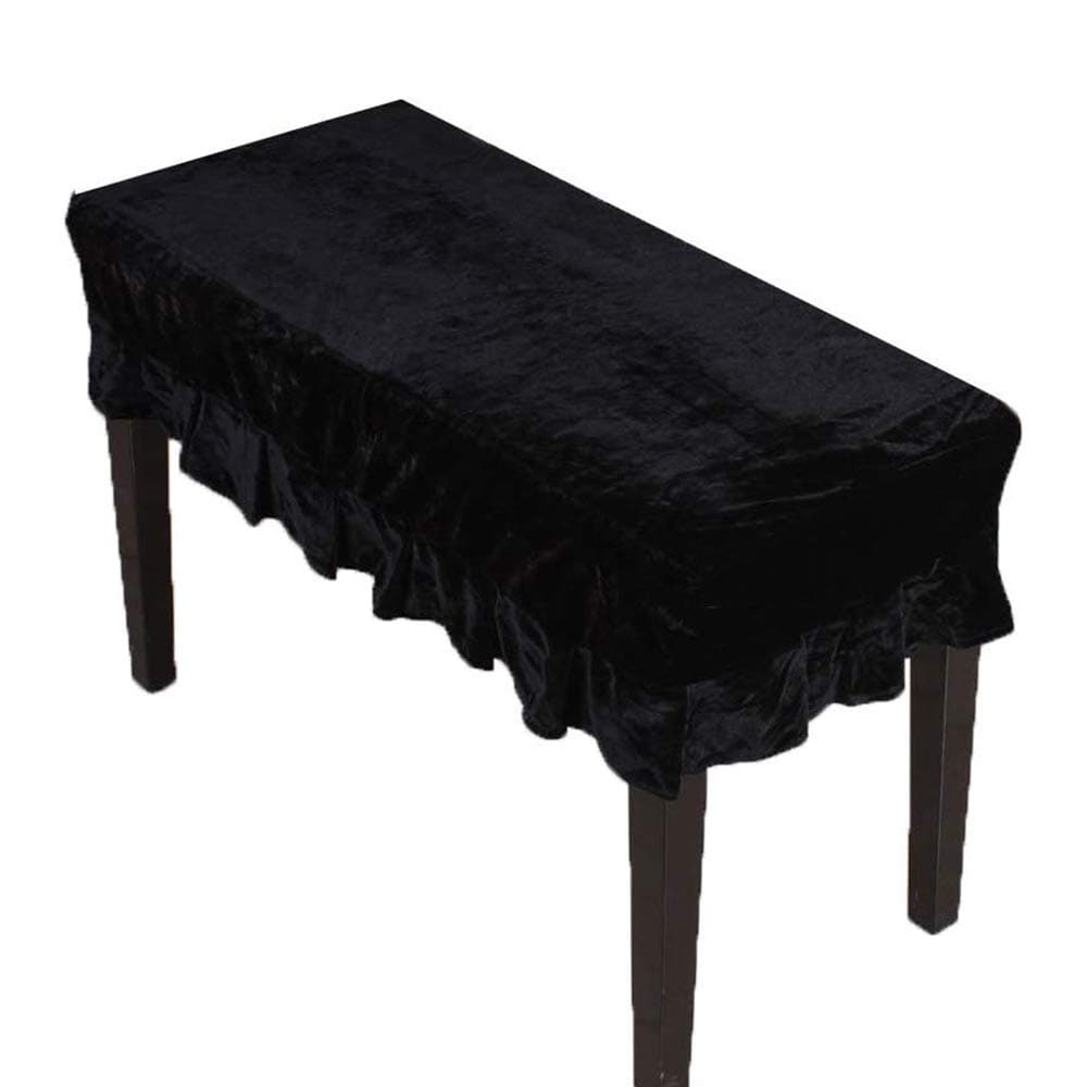 Monkeysell Piano Stool Chair Bench Cover Pleuche Decorated with Macrame Fringes 75 X 35cm for Piano Dual Seat Bench Universal (Black Chair Bench)