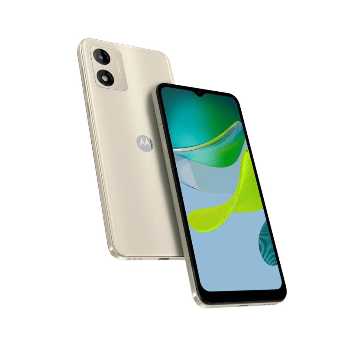 motorola moto (e13, 6.5 Inch HD+ display, AI-powered Camera System, Dolby Atmos, 5000 mAh Battery, 2/64 GB, Dual SIM), Creamy White