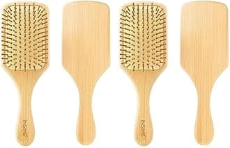 INSIME Bamboo Hair Brush with bamboo bristles | Wooden Hair Brush for Women & Men | Wooden Brush for Hair Large Hairbrush for Women | Paddle Hair Brush Paddle Brush for Women (Pack of 2)