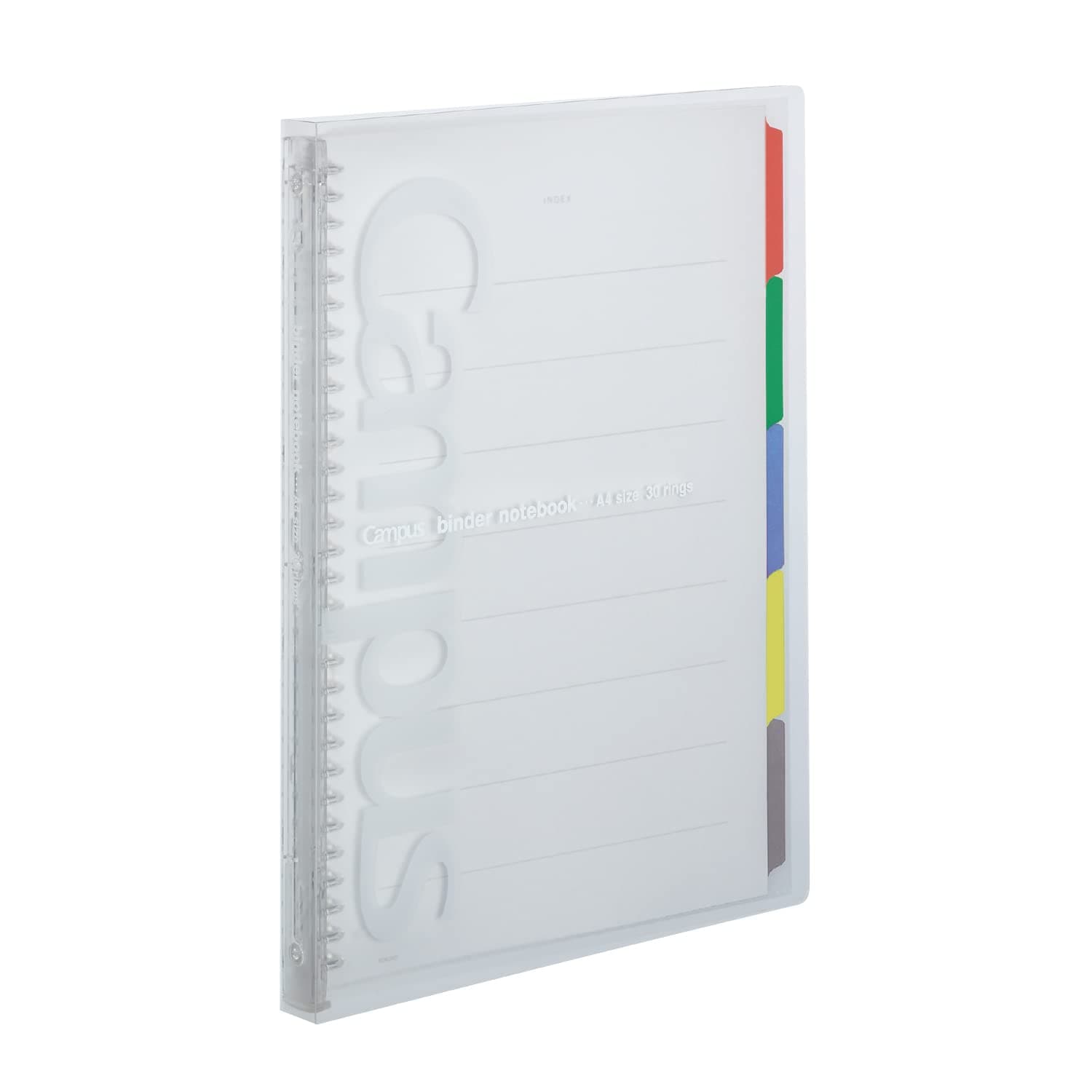 Campus Slide Binder with 5 Tab Dividers, Slim Type, A4, 30 Holes, Up to 65 Sheets, Transparent, Japan Import (RU-P173NT)