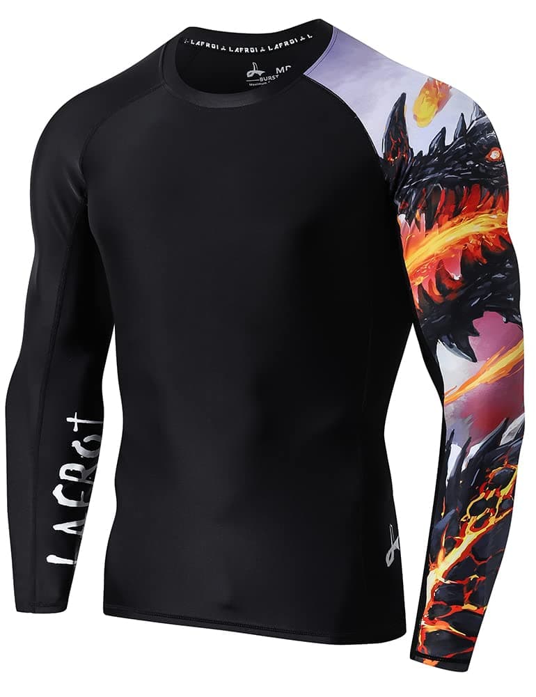 LAFROIMen's Long Sleeve UPF 50+ Baselayer Skins Performance Fit Compression Rash Guard-CLYYB