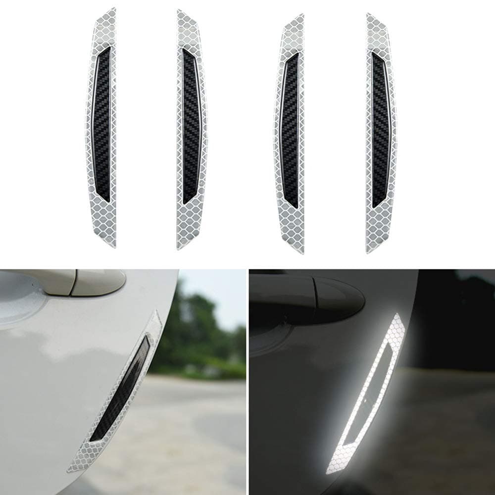 4 Trailer Reflector Car Reflective Self Adhesive Safety Warning Conspicuity Tape,Waterproof Honeycomb Reflective Tape Band Stickers for Truck Auto Door Edge Protector Guards Accessories (White Black)