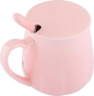 NYRWANA DELIVERING SMILES IN INIDA Love Your Life Mug Cute Coffee Mugs Funny Ceramic Tea Cups with Ceramic Lid and Spoon Gifts for Birthday (Pink)