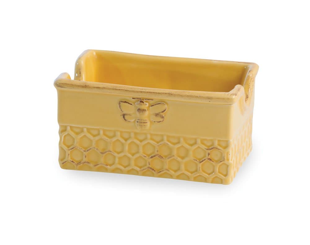 Boston International Ceramic Sugar Packet Holder, Honeycomb 4 x 2.75-Inches