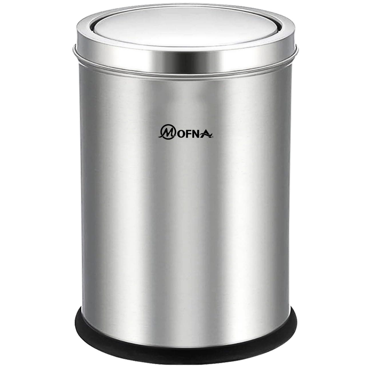 mofna Stainless Steel Swing lid dustbin, Garbage Bin, Trash Can, with removable lid For Home, Kitchen, Bathroom, Office & Commercial Use - 8x12 In -10 Liter, Silver, Pack of 1