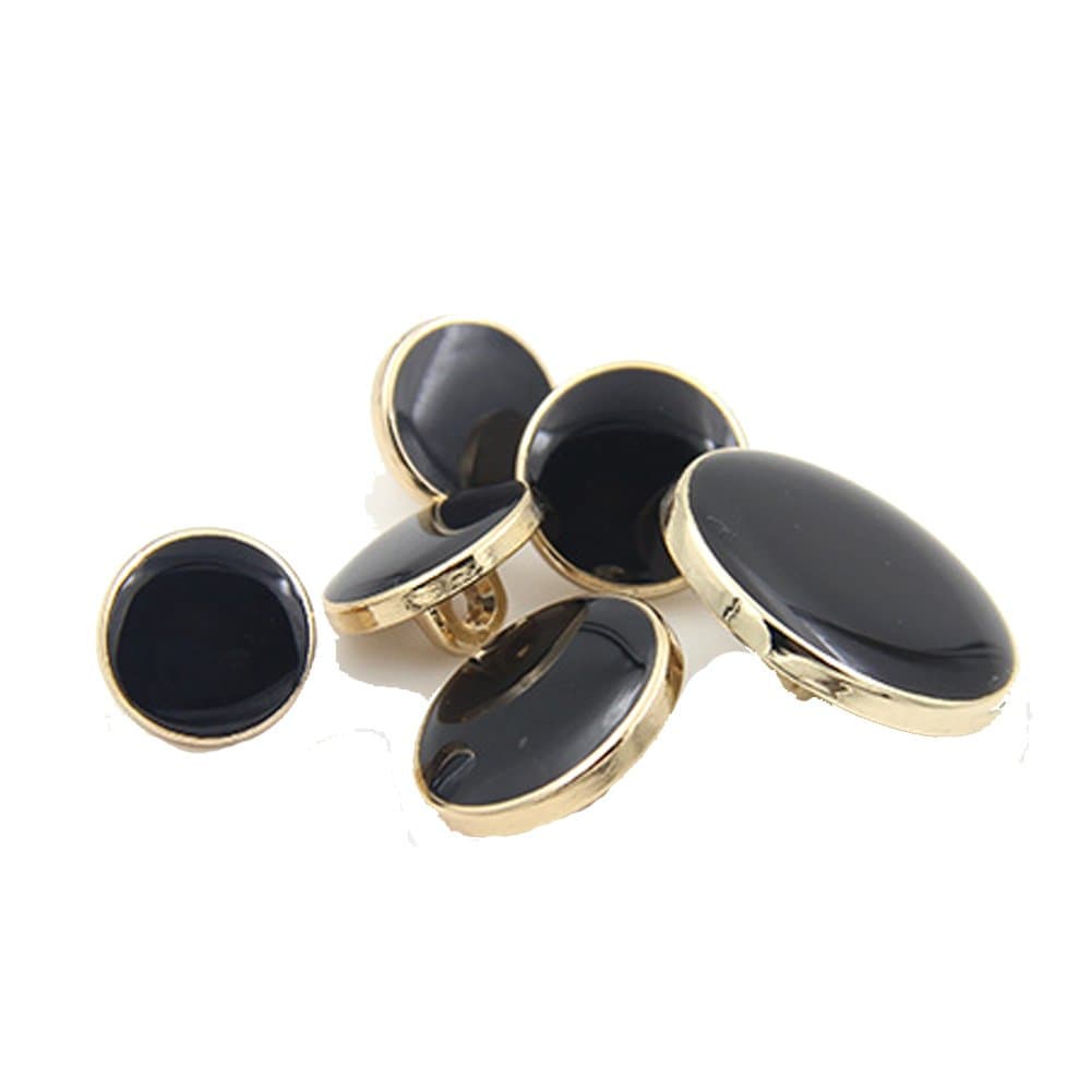 Urchart 6PCS Black Surface with Gold Rim Metal Button for Blazer Suits Coat (12.5mm)