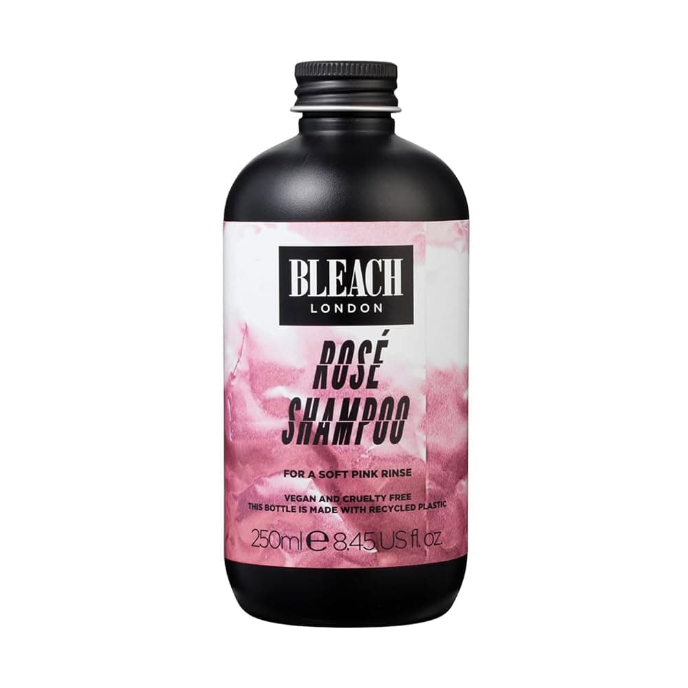 Bleach London Rosé Toning Shampoo, Soft Pink Colour Depositing Formula for Bleached Hair to Build or Maintain Baby Pink Hair Colour, Paraben and Silicone Free 250ml